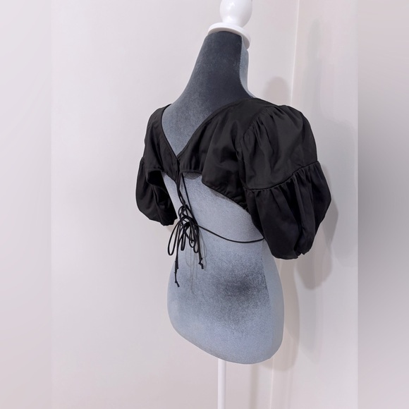 For Love & Lemons Joanna Crop Top With Open Back Tie Closure In Black Size S - Picture 7 of 11